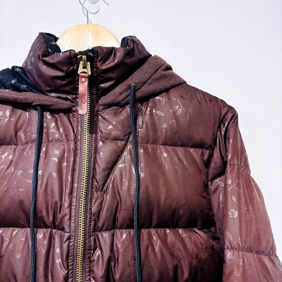 WOOLRICH Brown floral down puffer coat | Warm winter jacket * - Picture 4 of 9